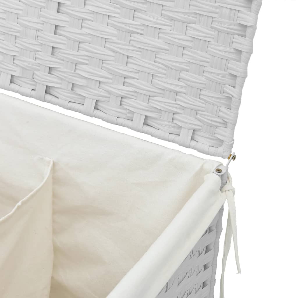 Wasmand met 2 vakken 53x35x57 cm poly rattan wit is nu te koop bij PeponiXL, paradijselijk wonen!