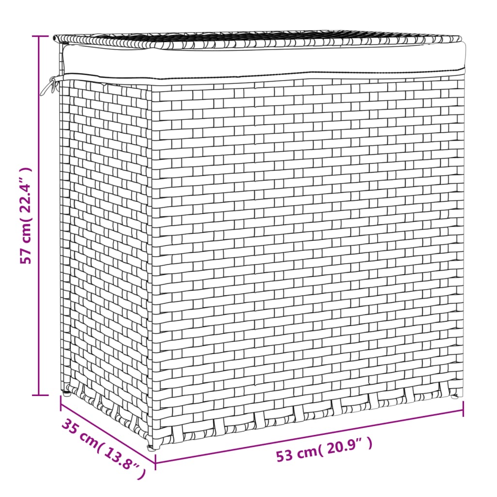 Wasmand met 2 vakken 53x35x57 cm poly rattan wit is nu te koop bij PeponiXL, paradijselijk wonen!