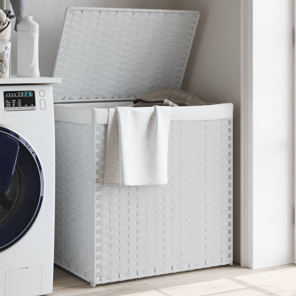 Wasmand met 2 vakken 53x35x57 cm poly rattan wit is nu te koop bij PeponiXL, paradijselijk wonen!