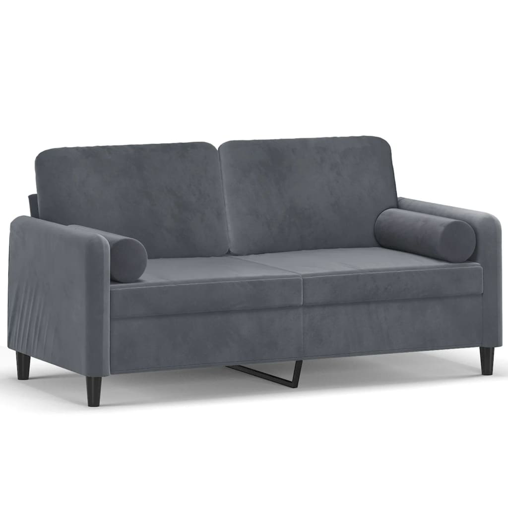 Tweezitsbank met sierkussens 140 cm fluweel donkergrijs is nu te koop bij PeponiXL, paradijselijk wonen!