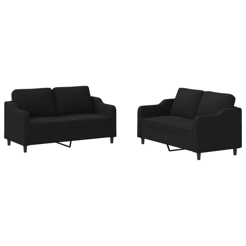2-delige loungeset met kussens stof zwart is nu te koop bij PeponiXL, paradijselijk wonen!