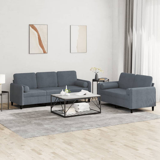 2-delige Loungeset met kussens fluweel donkergrijs is nu te koop bij PeponiXL, paradijselijk wonen!