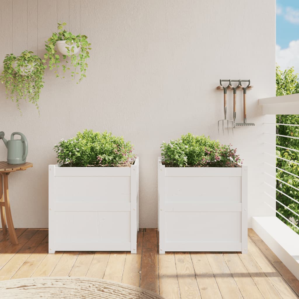 Plantenbakken 2 st cm massief grenenhout wit is nu te koop bij PeponiXL, paradijselijk wonen!