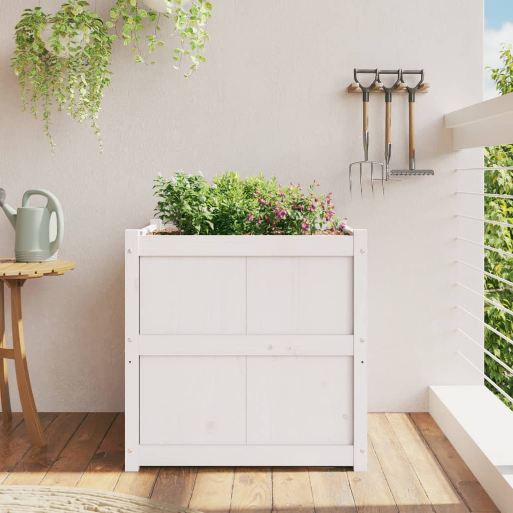 Plantenbak 70x70x70 cm massief grenenhout wit is nu te koop bij PeponiXL, paradijselijk wonen!