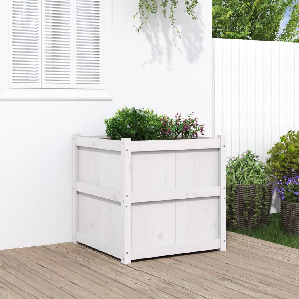 Plantenbak 70x70x70 cm massief grenenhout wit is nu te koop bij PeponiXL, paradijselijk wonen!