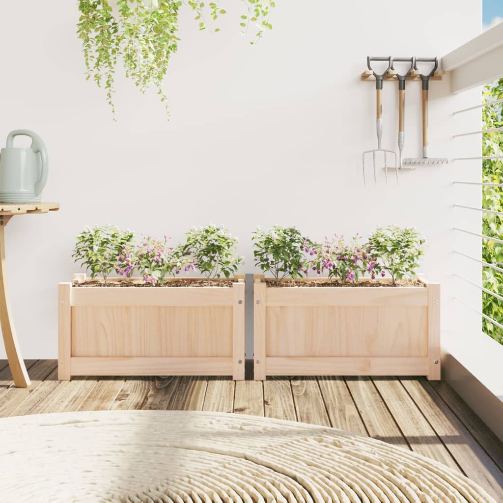 Plantenbakken 2 st cm massief grenenhout is nu te koop bij PeponiXL, paradijselijk wonen!