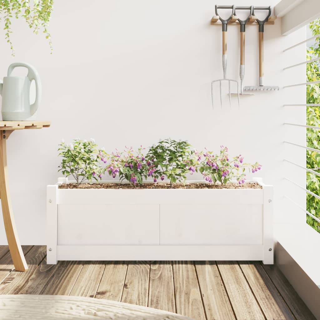 Plantenbak 90x31x31 cm massief grenenhout wit is nu te koop bij PeponiXL, paradijselijk wonen!