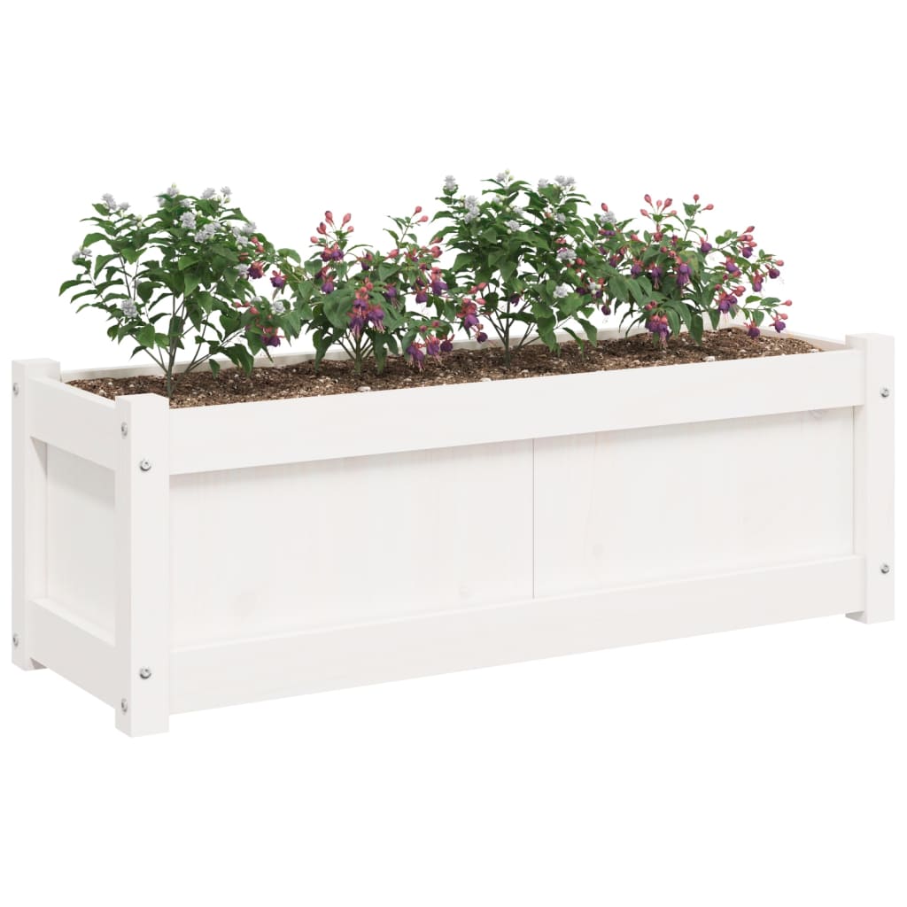 Plantenbak 90x31x31 cm massief grenenhout wit is nu te koop bij PeponiXL, paradijselijk wonen!