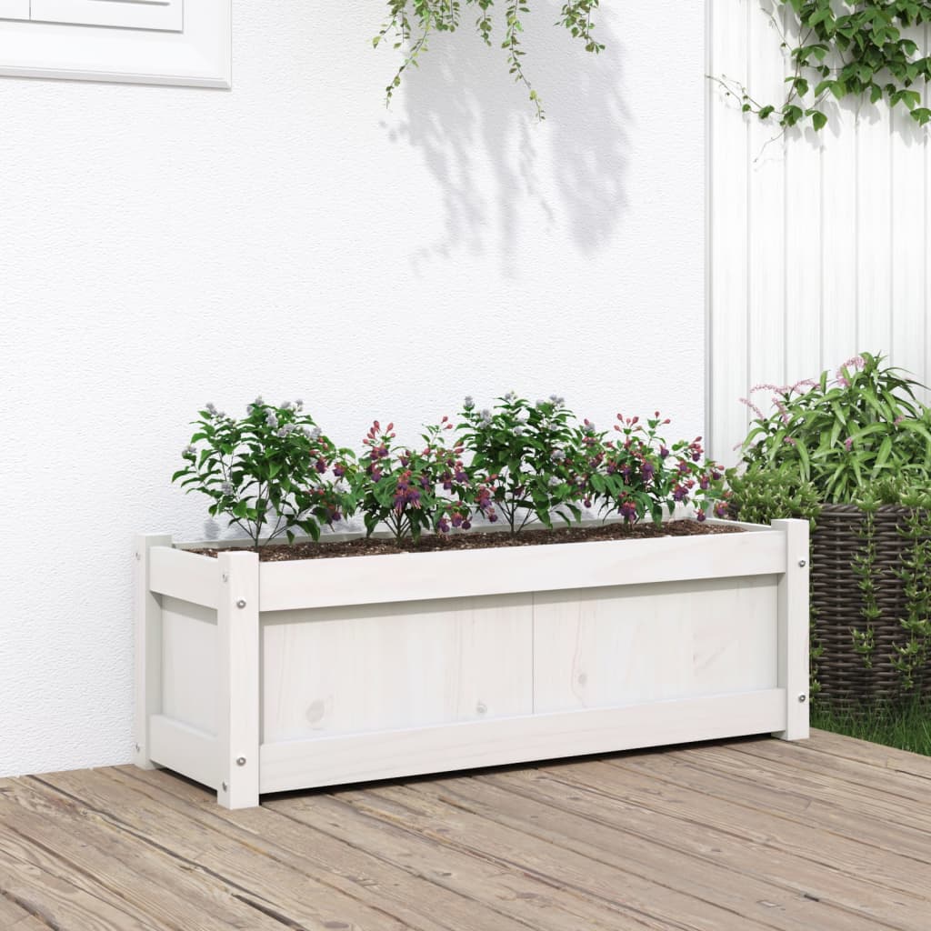 Plantenbak 90x31x31 cm massief grenenhout wit is nu te koop bij PeponiXL, paradijselijk wonen!
