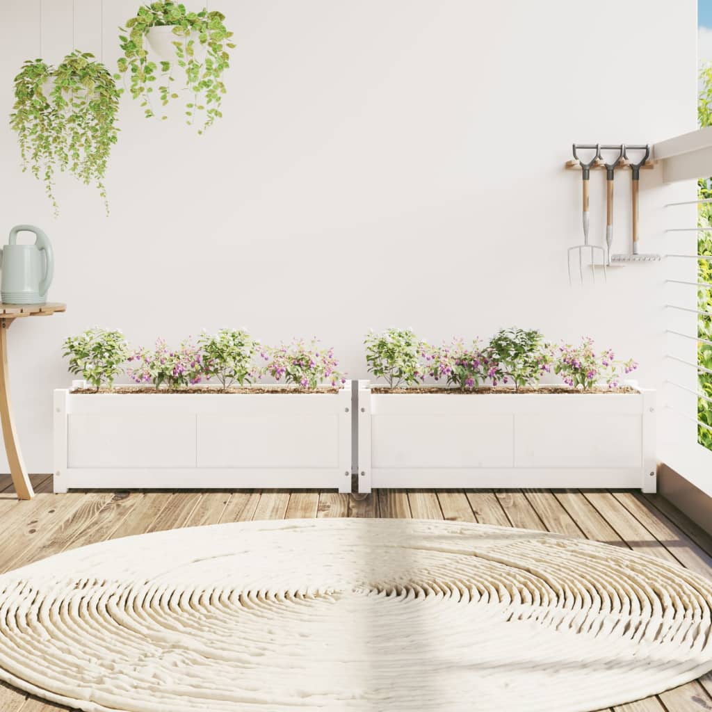 Plantenbakken 2 st cm massief grenenhout wit is nu te koop bij PeponiXL, paradijselijk wonen!