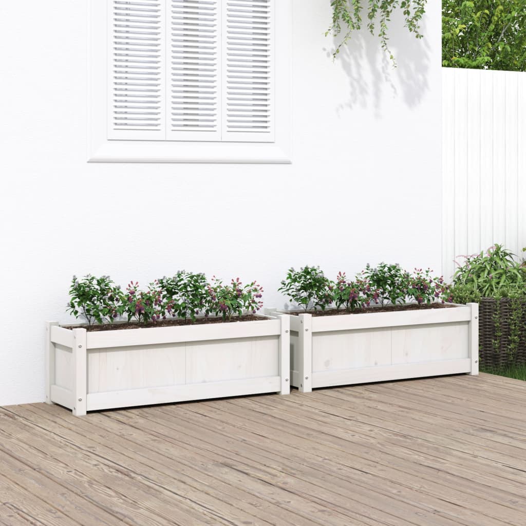 Plantenbakken 2 st cm massief grenenhout wit is nu te koop bij PeponiXL, paradijselijk wonen!