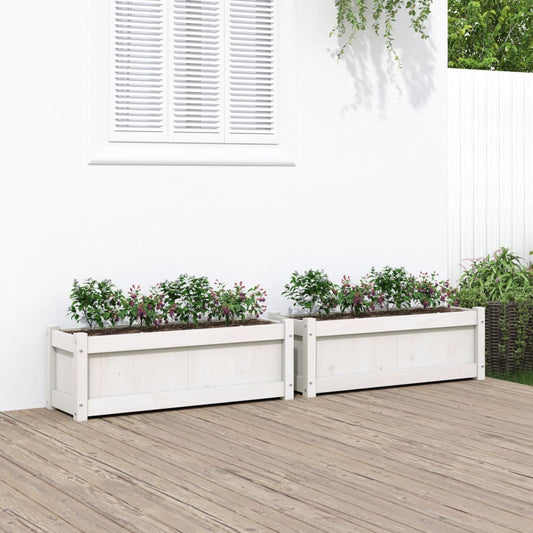 Plantenbakken 2 st cm massief grenenhout wit is nu te koop bij PeponiXL, paradijselijk wonen!
