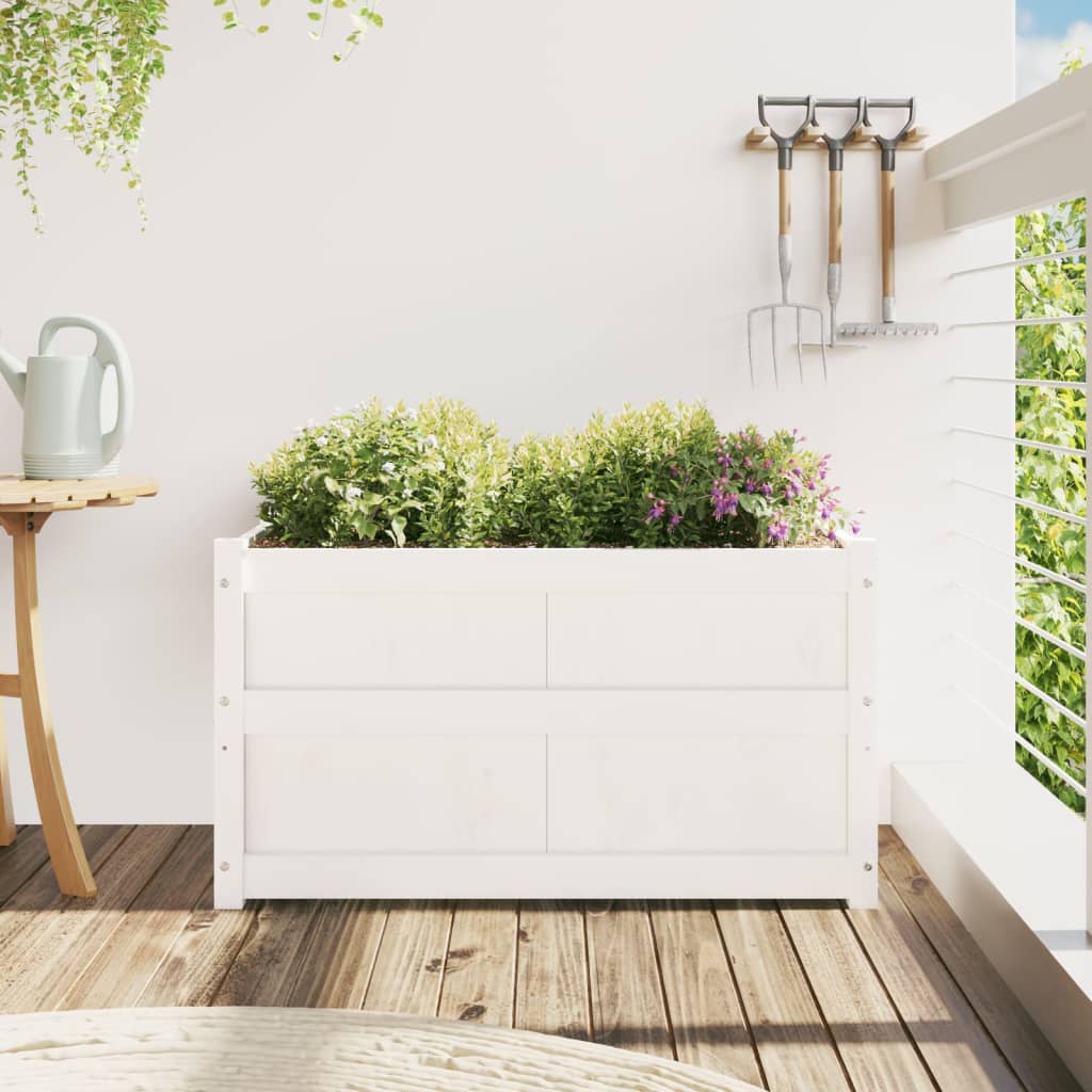 Plantenbak 90x50x50 cm massief grenenhout wit is nu te koop bij PeponiXL, paradijselijk wonen!