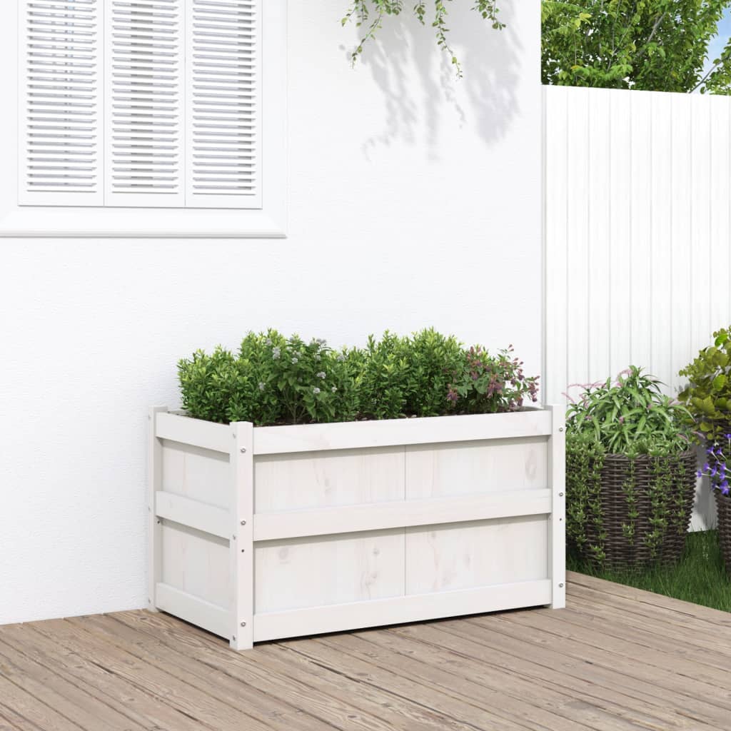 Plantenbak 90x50x50 cm massief grenenhout wit is nu te koop bij PeponiXL, paradijselijk wonen!