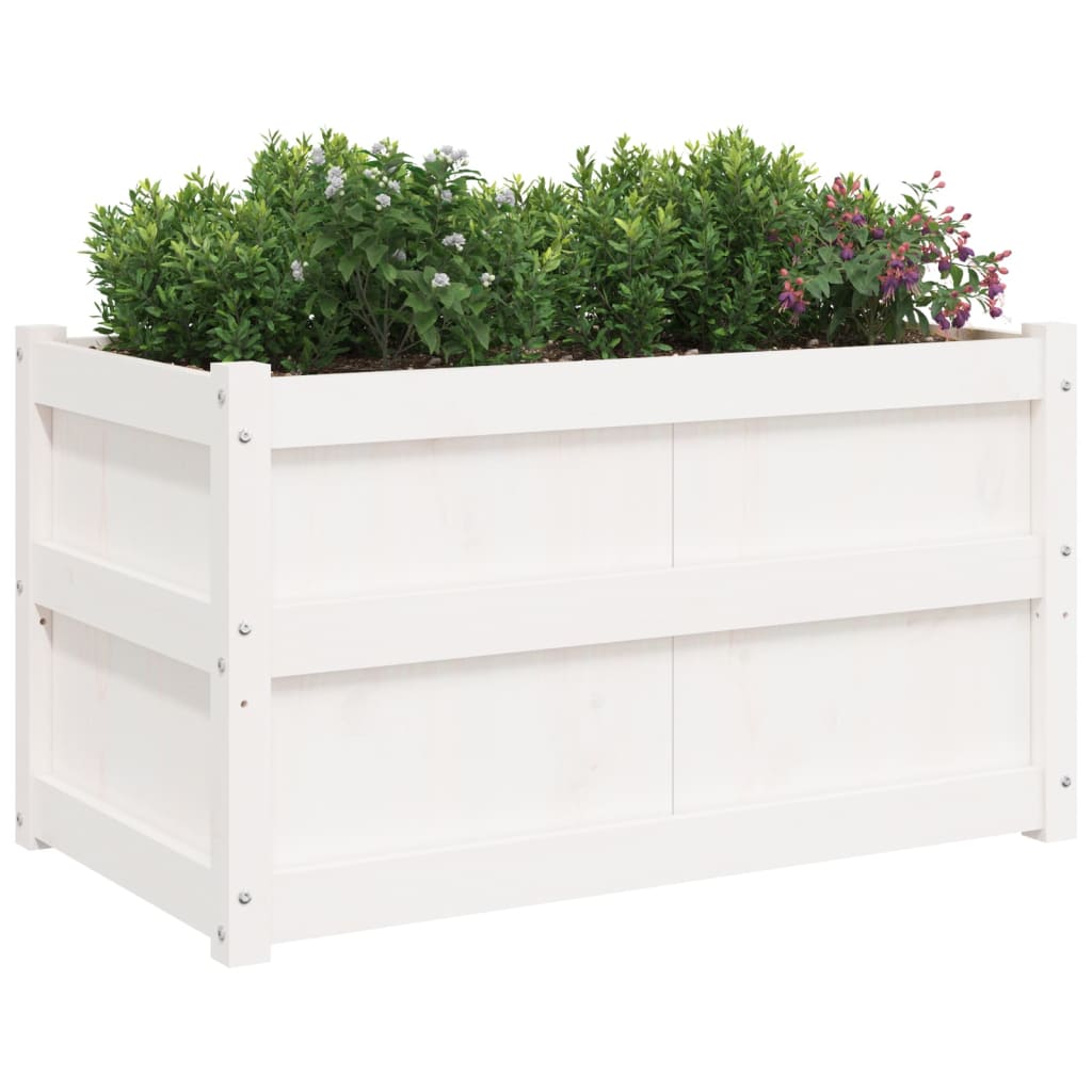 Plantenbakken 2 st cm massief grenenhout wit is nu te koop bij PeponiXL, paradijselijk wonen!