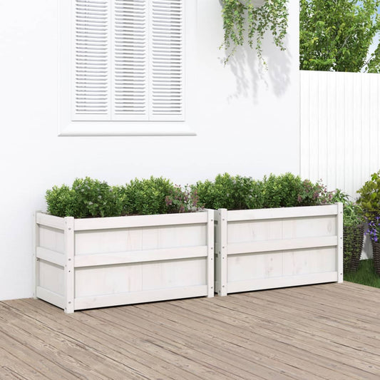 Plantenbakken 2 st cm massief grenenhout wit is nu te koop bij PeponiXL, paradijselijk wonen!