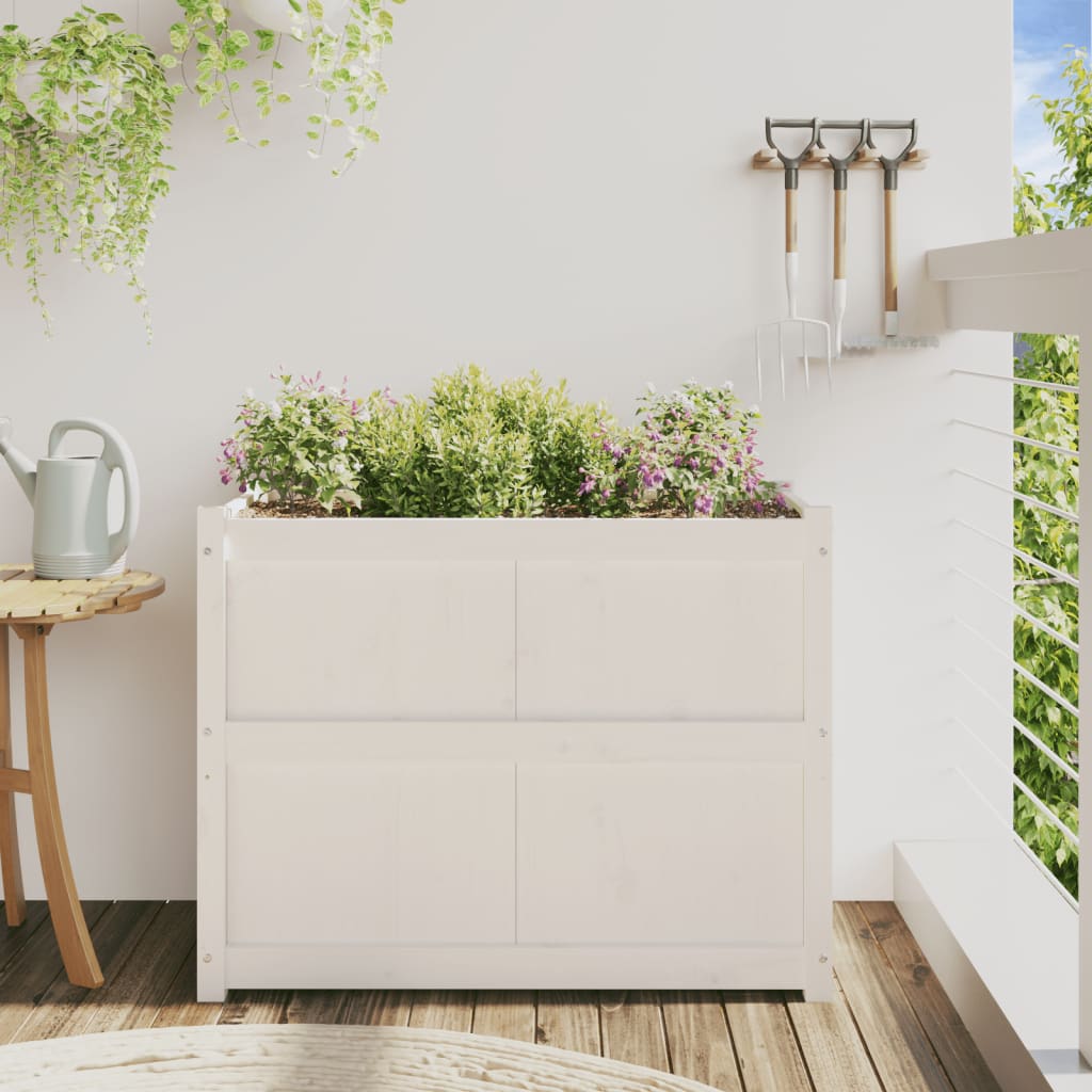 Plantenbak 90x50x70 cm massief grenenhout wit is nu te koop bij PeponiXL, paradijselijk wonen!