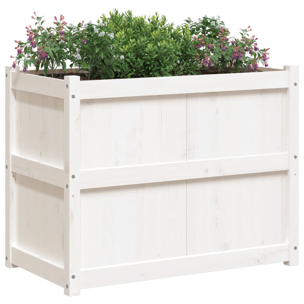 Plantenbak 90x50x70 cm massief grenenhout wit is nu te koop bij PeponiXL, paradijselijk wonen!