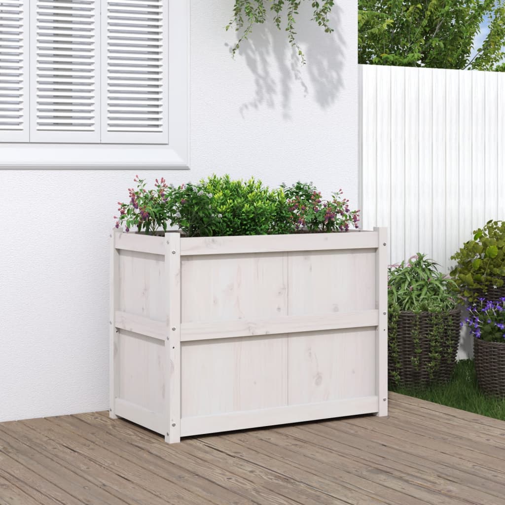 Plantenbak 90x50x70 cm massief grenenhout wit is nu te koop bij PeponiXL, paradijselijk wonen!
