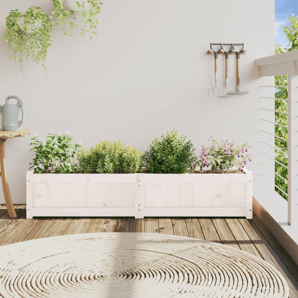 Plantenbak 150x31x31 cm massief grenenhout wit is nu te koop bij PeponiXL, paradijselijk wonen!