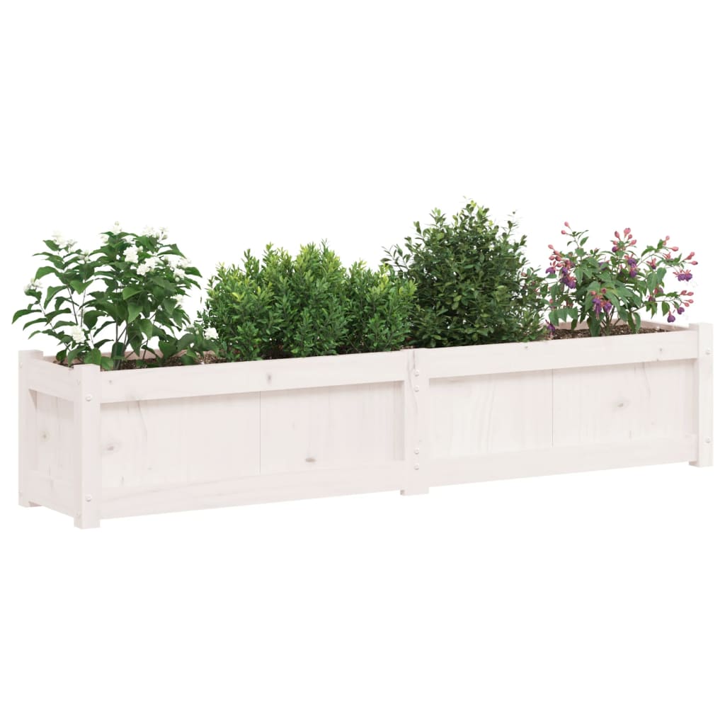 Plantenbak 150x31x31 cm massief grenenhout wit is nu te koop bij PeponiXL, paradijselijk wonen!