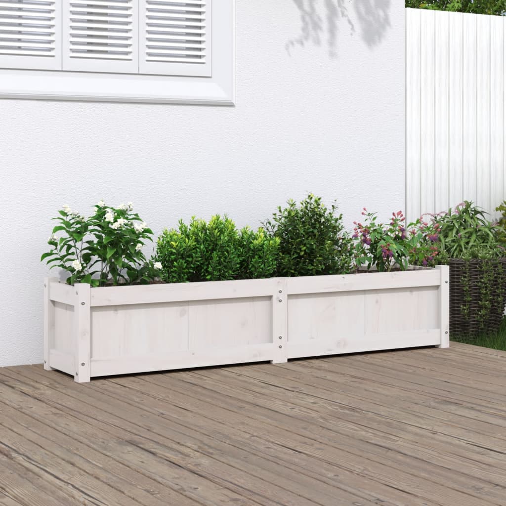 Plantenbak 150x31x31 cm massief grenenhout wit is nu te koop bij PeponiXL, paradijselijk wonen!