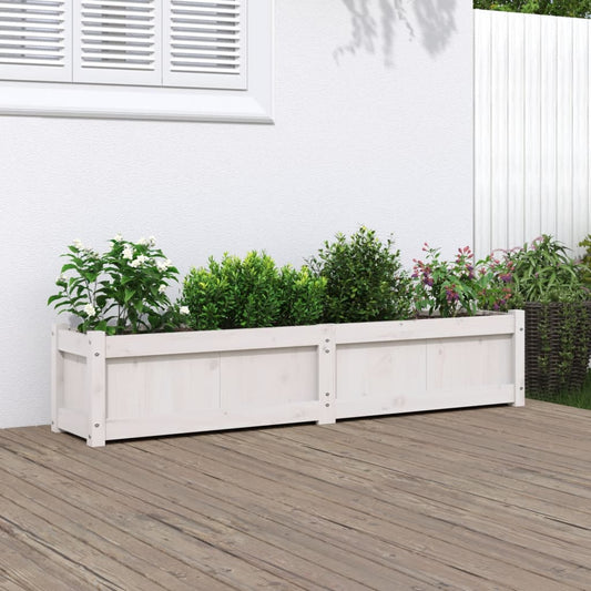 Plantenbak 150x31x31 cm massief grenenhout wit is nu te koop bij PeponiXL, paradijselijk wonen!
