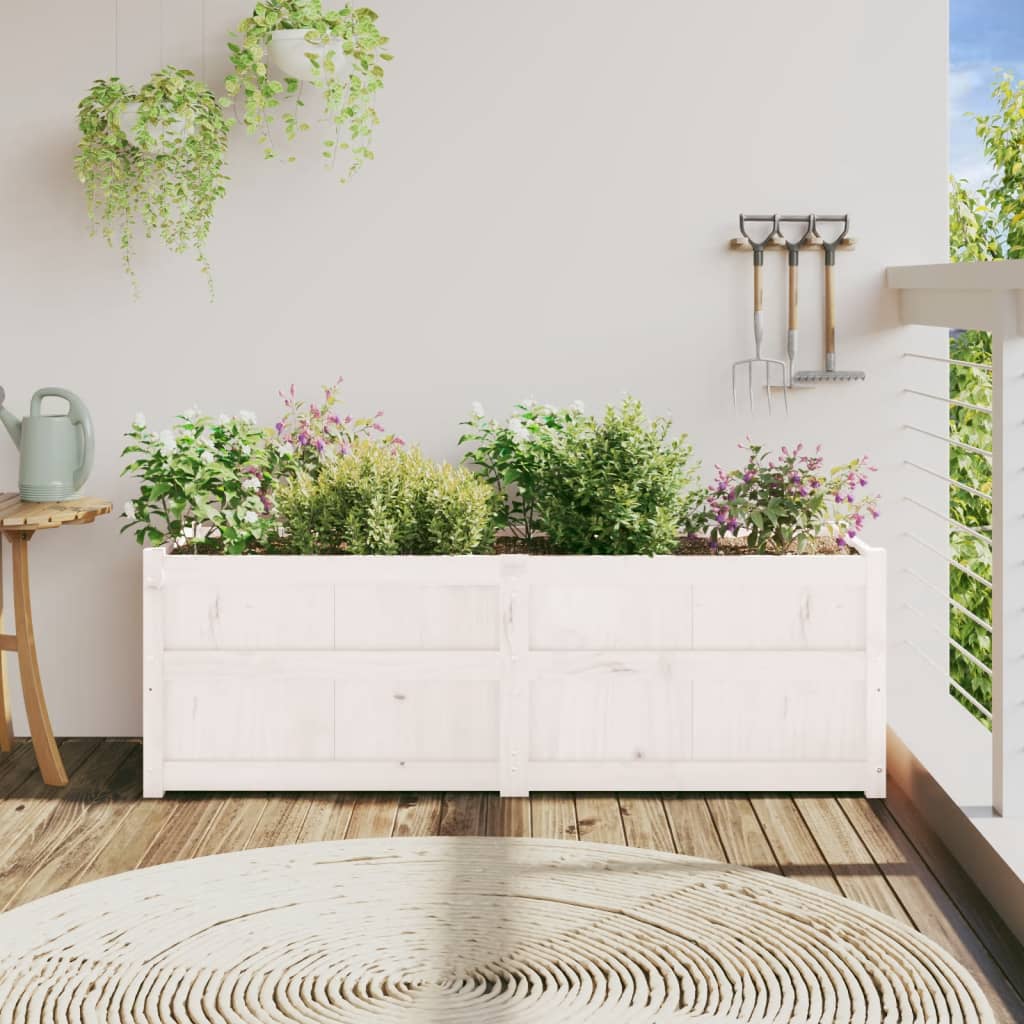 Plantenbak 150x50x50 cm massief grenenhout wit is nu te koop bij PeponiXL, paradijselijk wonen!