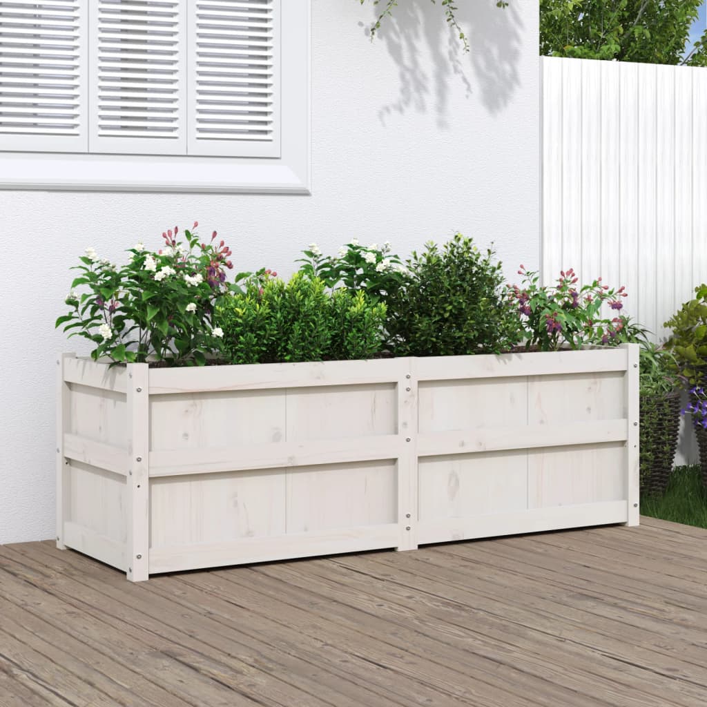 Plantenbak 150x50x50 cm massief grenenhout wit is nu te koop bij PeponiXL, paradijselijk wonen!