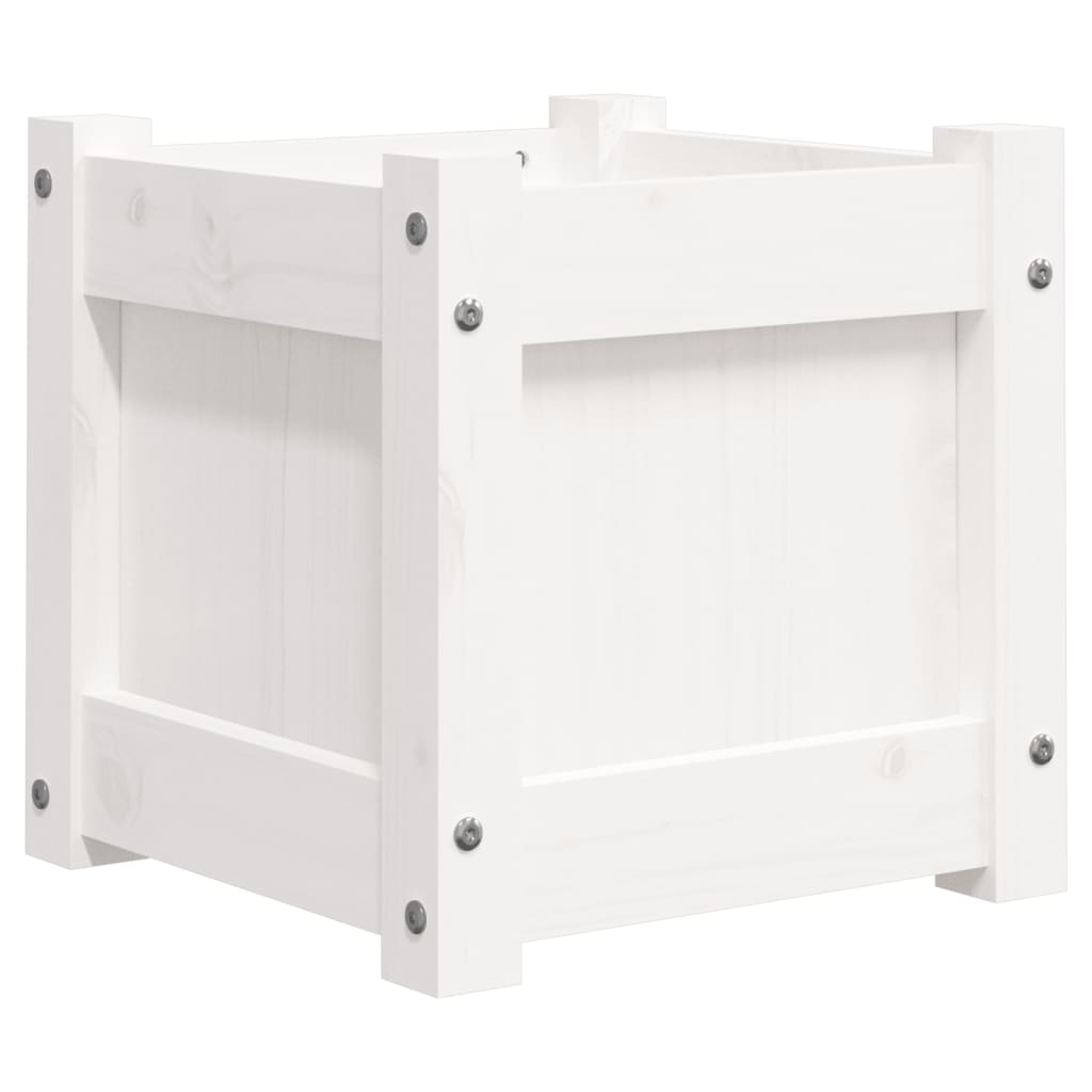Plantenbak 31x31x31 cm massief grenenhout wit is nu te koop bij PeponiXL, paradijselijk wonen!
