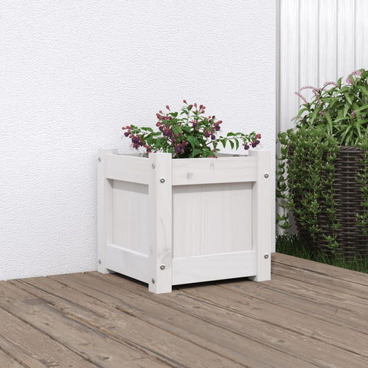 Plantenbak 31x31x31 cm massief grenenhout wit is nu te koop bij PeponiXL, paradijselijk wonen!