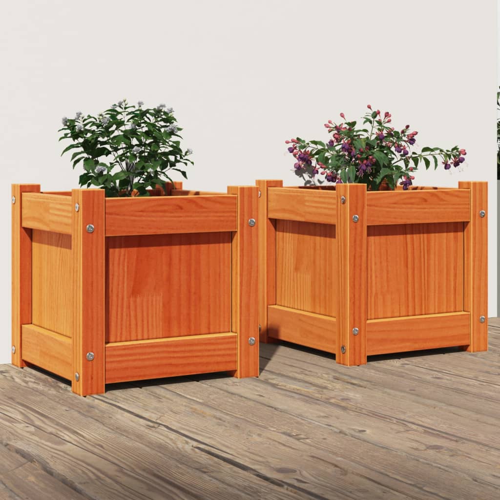 Plantenbakken 2 st cm massief grenenhout wasbruin is nu te koop bij PeponiXL, paradijselijk wonen!