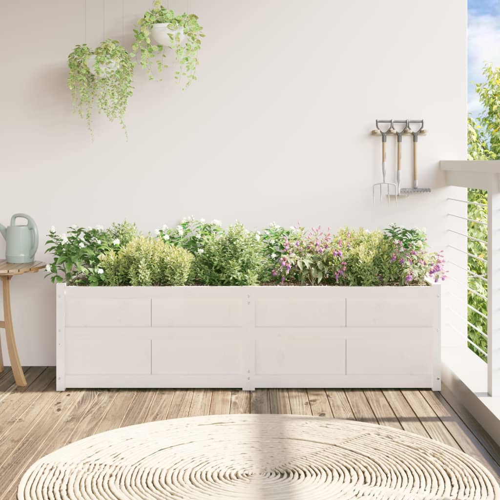 Plantenbak 180x50x50 cm massief grenenhout wit is nu te koop bij PeponiXL, paradijselijk wonen!