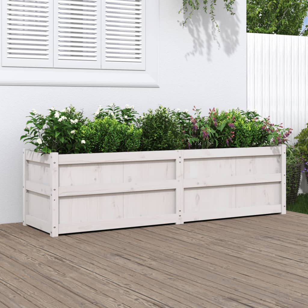 Plantenbak 180x50x50 cm massief grenenhout wit is nu te koop bij PeponiXL, paradijselijk wonen!