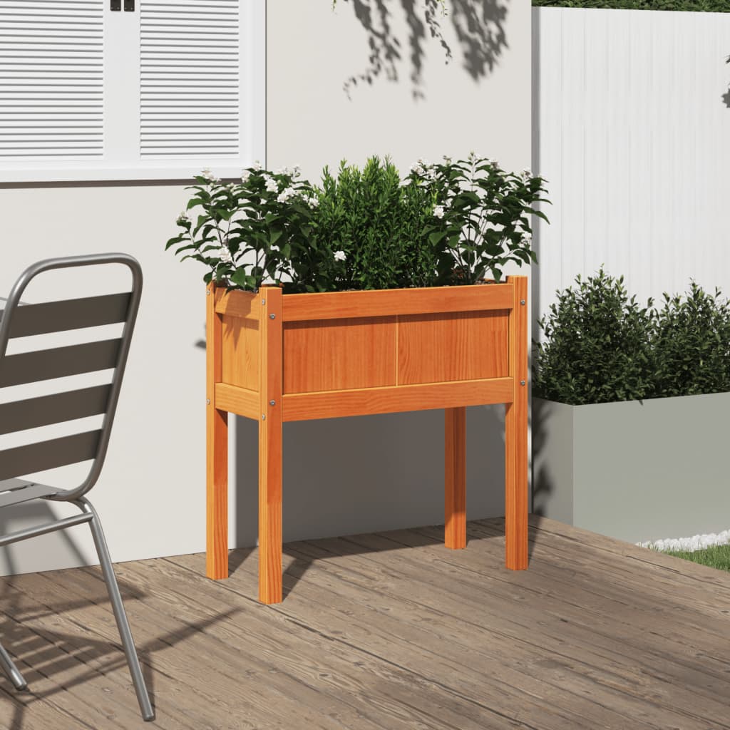 Plantenbak met poten 70x31x70 cm grenenhout wasbruin is nu te koop bij PeponiXL, paradijselijk wonen!