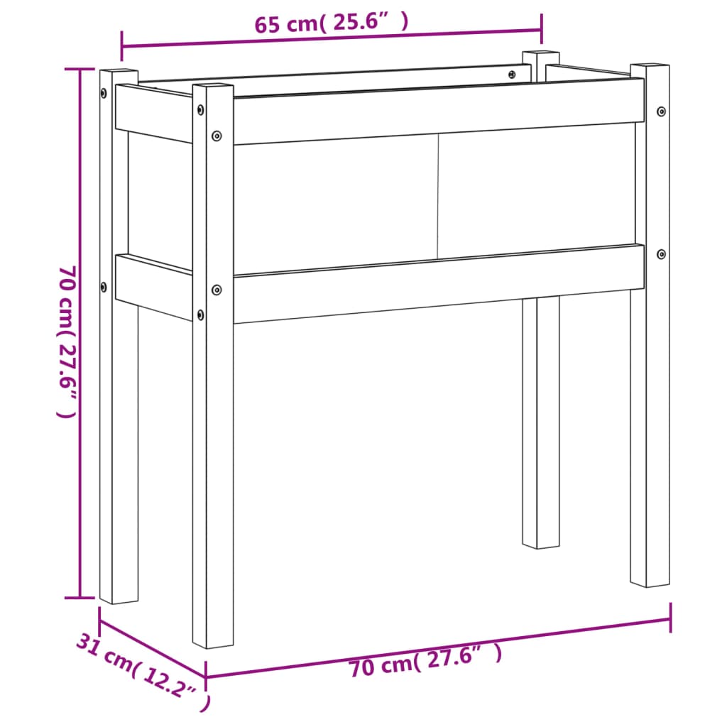 Plantenbak met poten 70x31x70 cm grenenhout wasbruin is nu te koop bij PeponiXL, paradijselijk wonen!