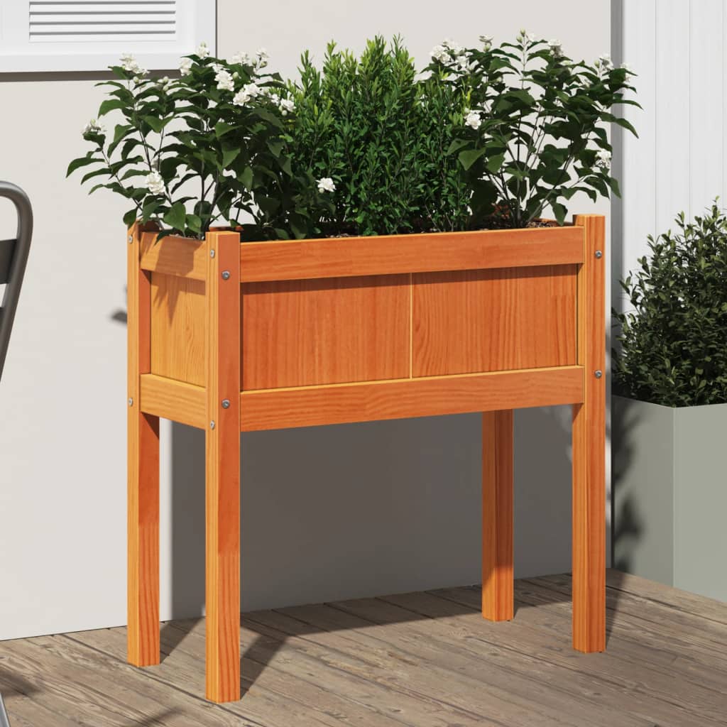 Plantenbak met poten 70x31x70 cm grenenhout wasbruin is nu te koop bij PeponiXL, paradijselijk wonen!