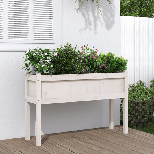 Plantenbak met poten 110x31x70 cm massief grenenhout wit is nu te koop bij PeponiXL, paradijselijk wonen!