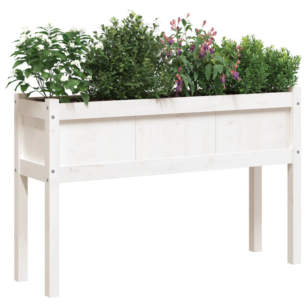 Plantenbakken met poten 2 st massief grenenhout wit is nu te koop bij PeponiXL, paradijselijk wonen!