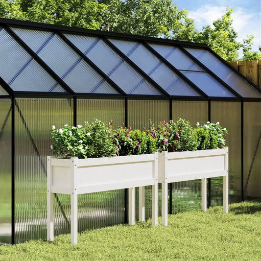 Plantenbakken met poten 2 st massief grenenhout wit is nu te koop bij PeponiXL, paradijselijk wonen!