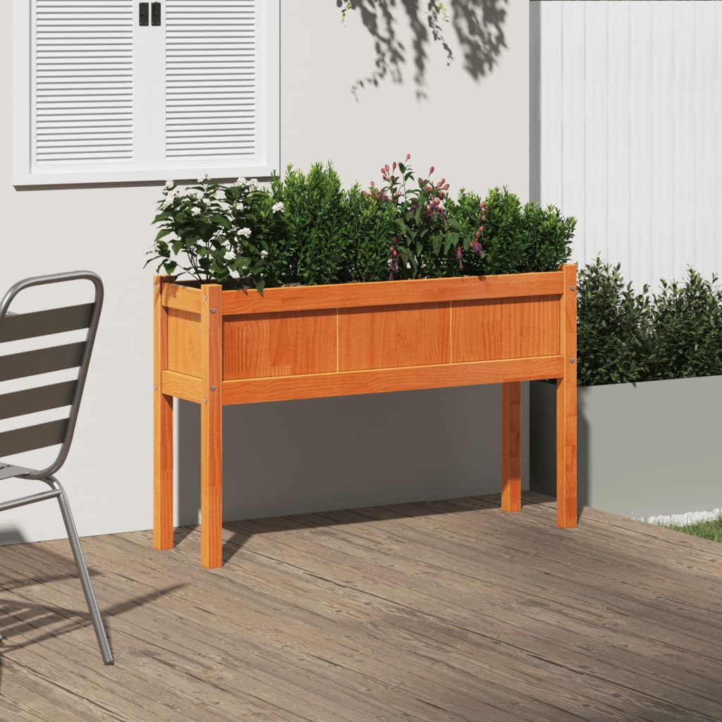 Plantenbak met poten 110x31x70 cm grenenhout wasbruin is nu te koop bij PeponiXL, paradijselijk wonen!