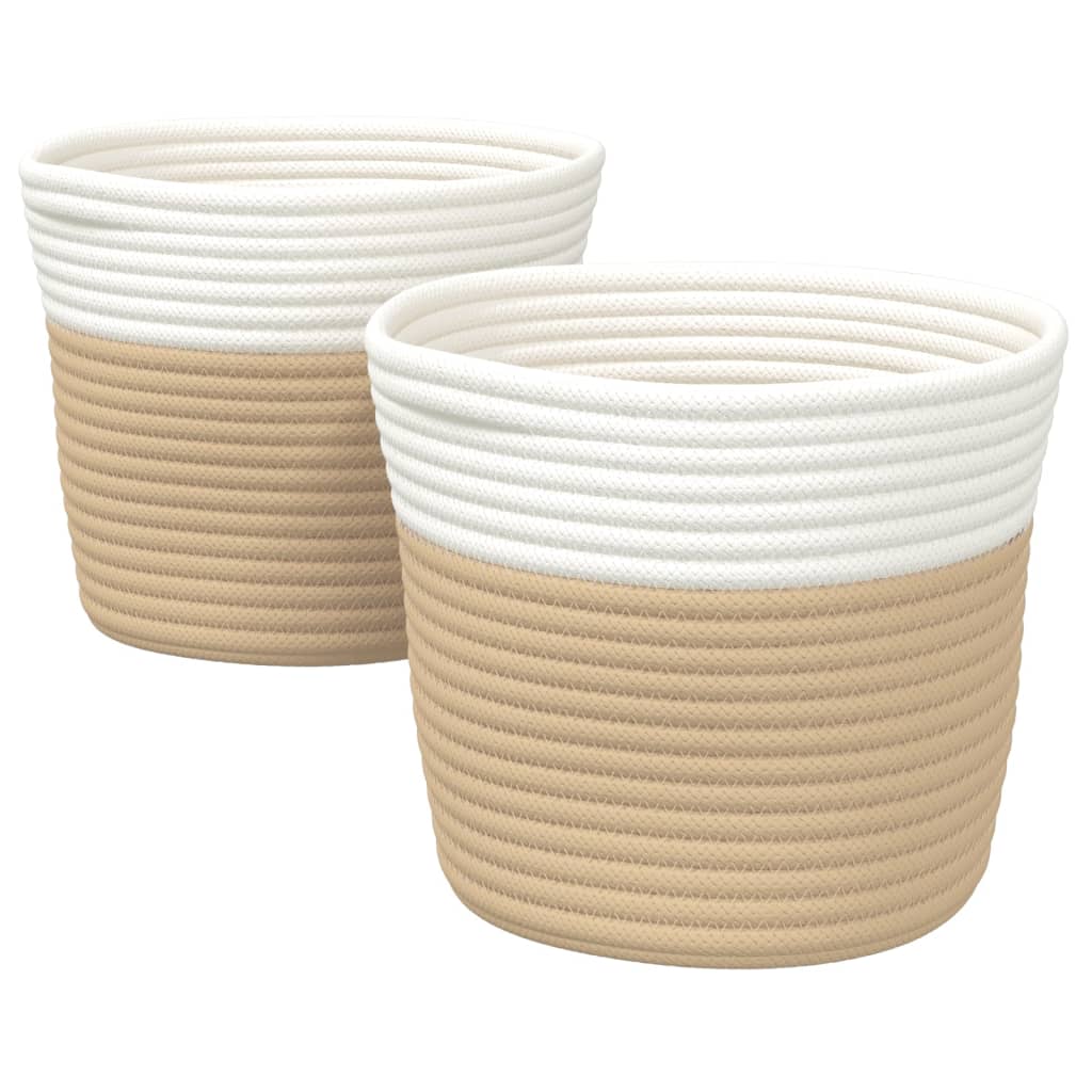 Opbergmanden 2 st Ø 24x18 cm katoen beige en wit is nu te koop bij PeponiXL, paradijselijk wonen!