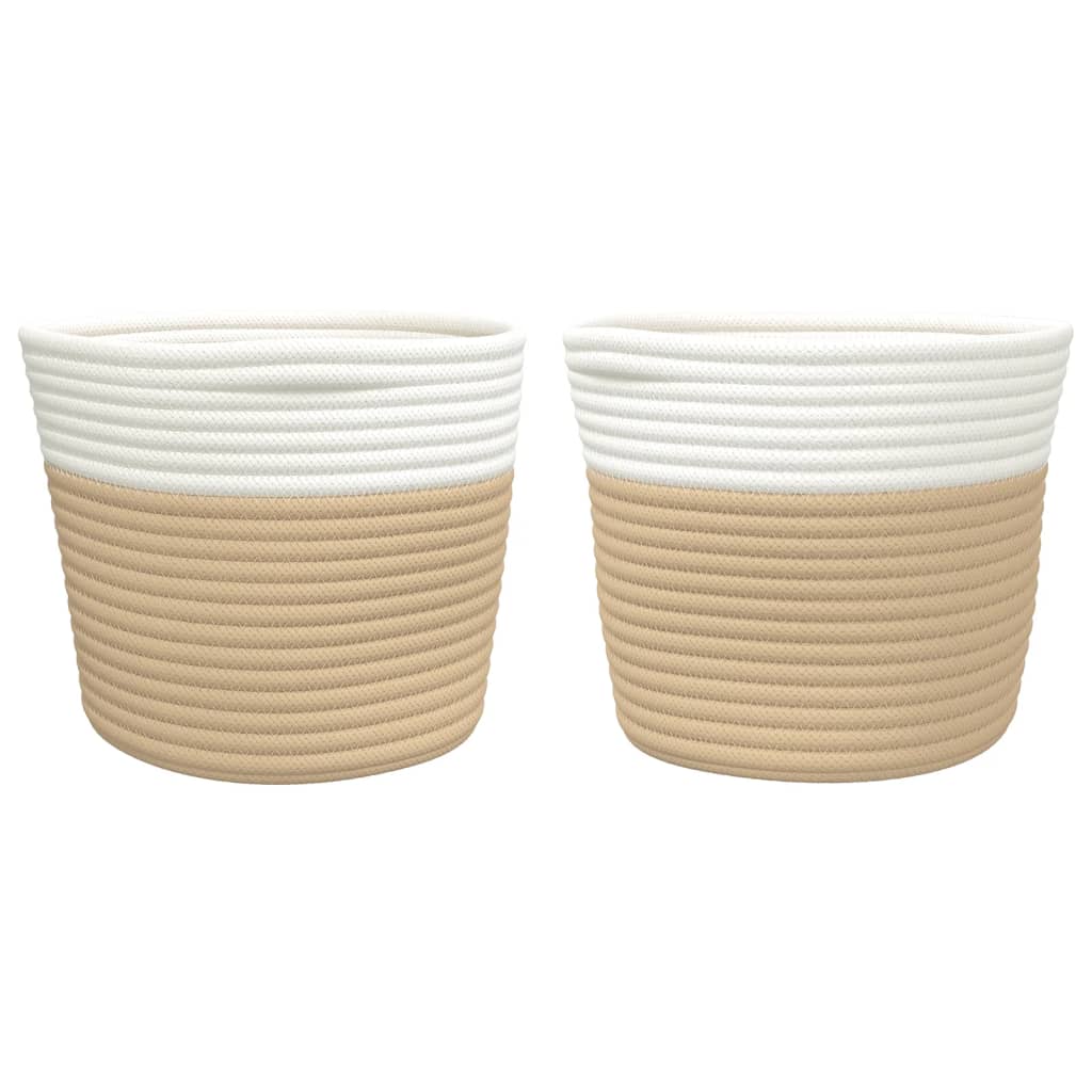Opbergmanden 2 st Ø 24x18 cm katoen beige en wit is nu te koop bij PeponiXL, paradijselijk wonen!