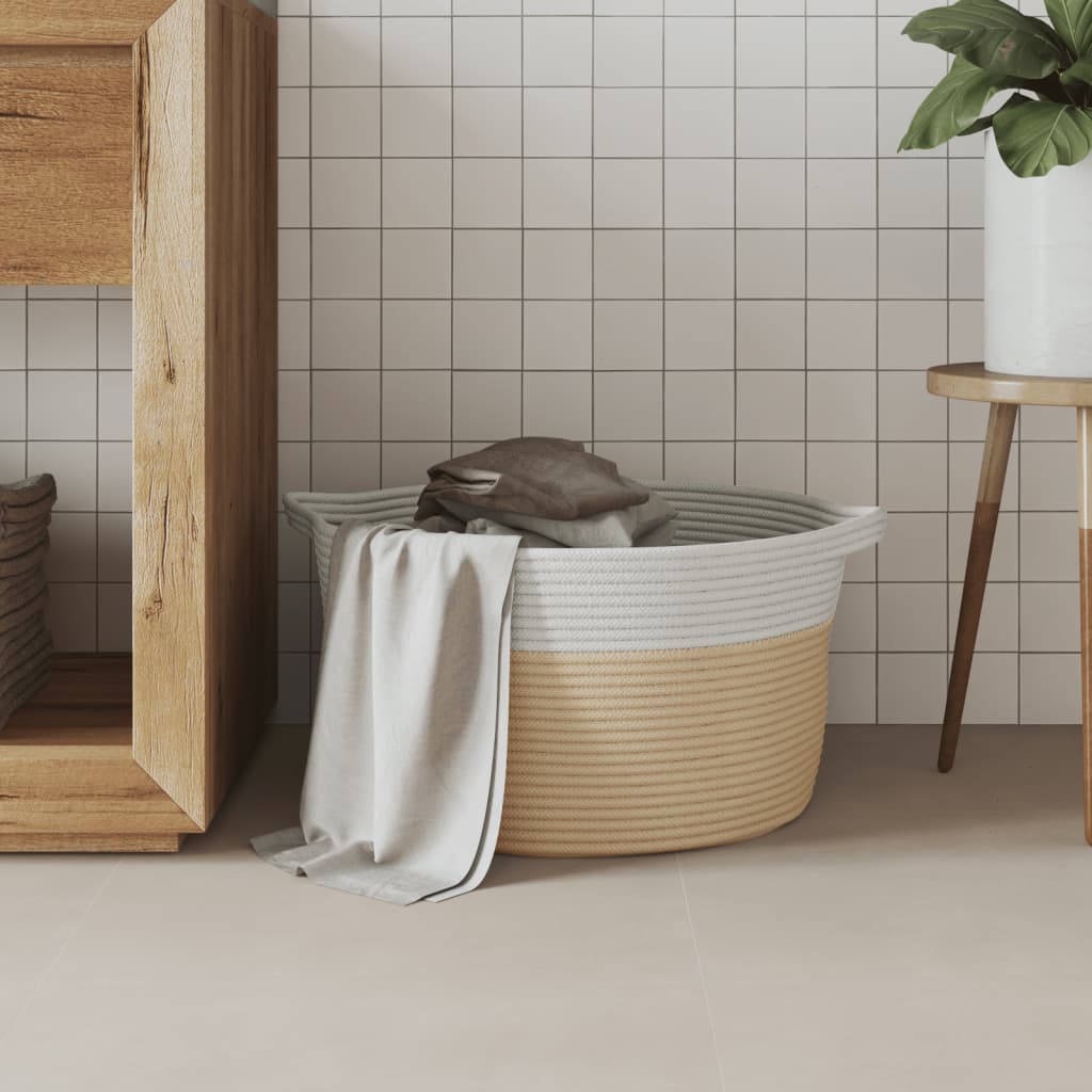 Opbergmand Ø 40x25 cm katoen beige en wit is nu te koop bij PeponiXL, paradijselijk wonen!