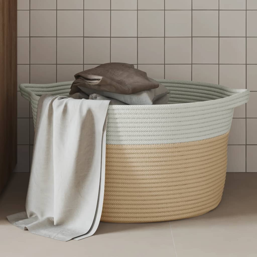 Opbergmand Ø 40x25 cm katoen beige en wit is nu te koop bij PeponiXL, paradijselijk wonen!