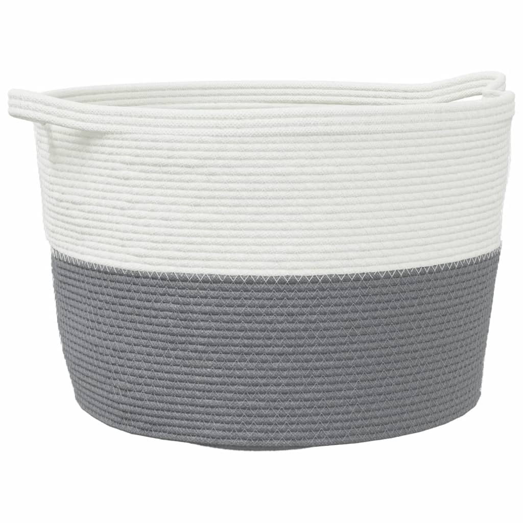 Wasmand Ø 60x36 cm katoen grijs en wit is nu te koop bij PeponiXL, paradijselijk wonen!