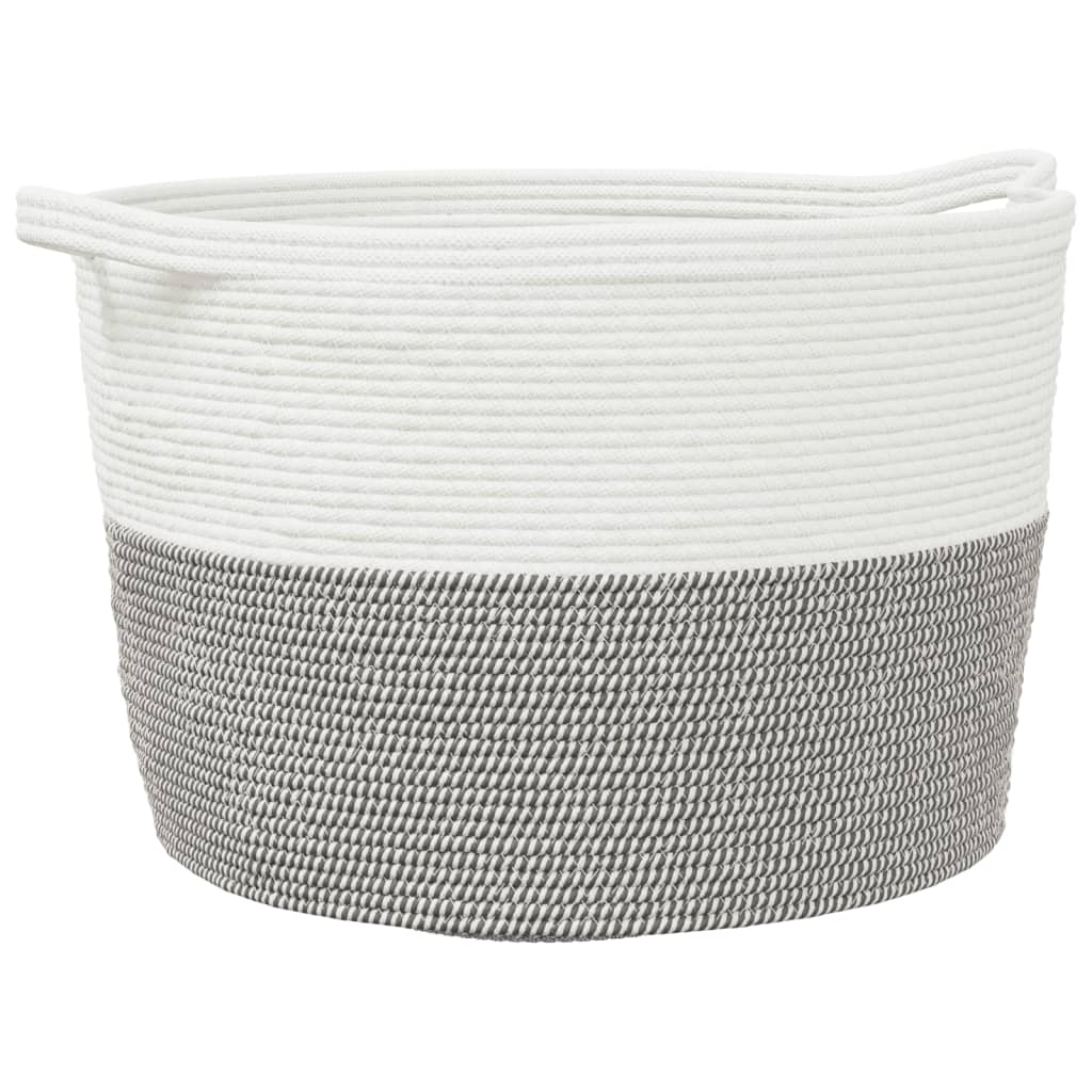 Wasmand Ø 60x36 cm katoen grijs en wit is nu te koop bij PeponiXL, paradijselijk wonen!