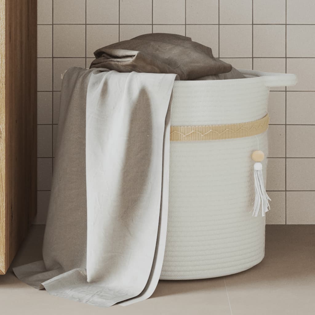 Opbergmand Ø 38x36 cm katoen wit is nu te koop bij PeponiXL, paradijselijk wonen!