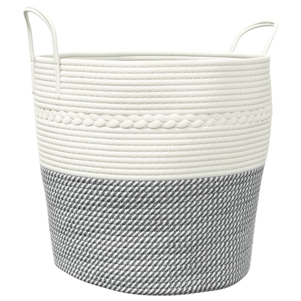 Opbergmand Ø 43x38 cm katoen grijs en wit is nu te koop bij PeponiXL, paradijselijk wonen!