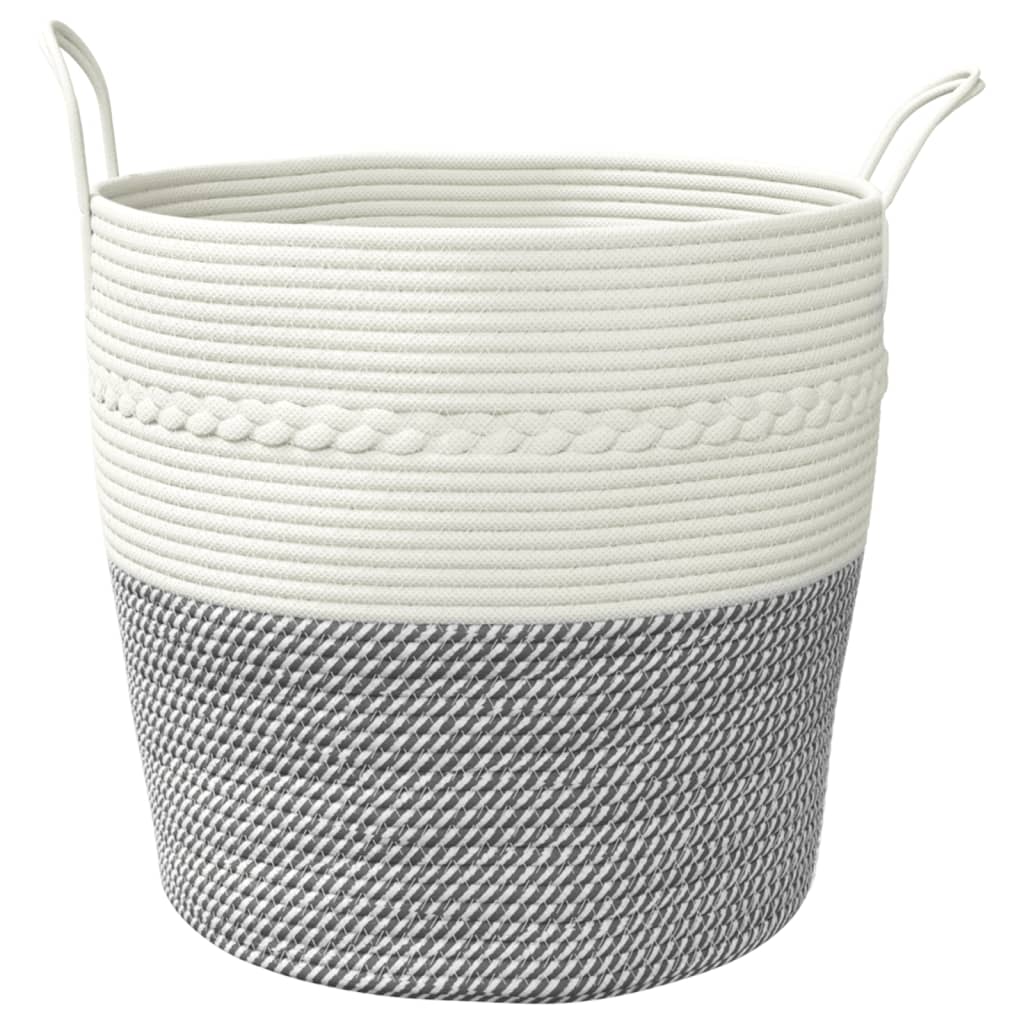 Opbergmand Ø 43x38 cm katoen grijs en wit is nu te koop bij PeponiXL, paradijselijk wonen!